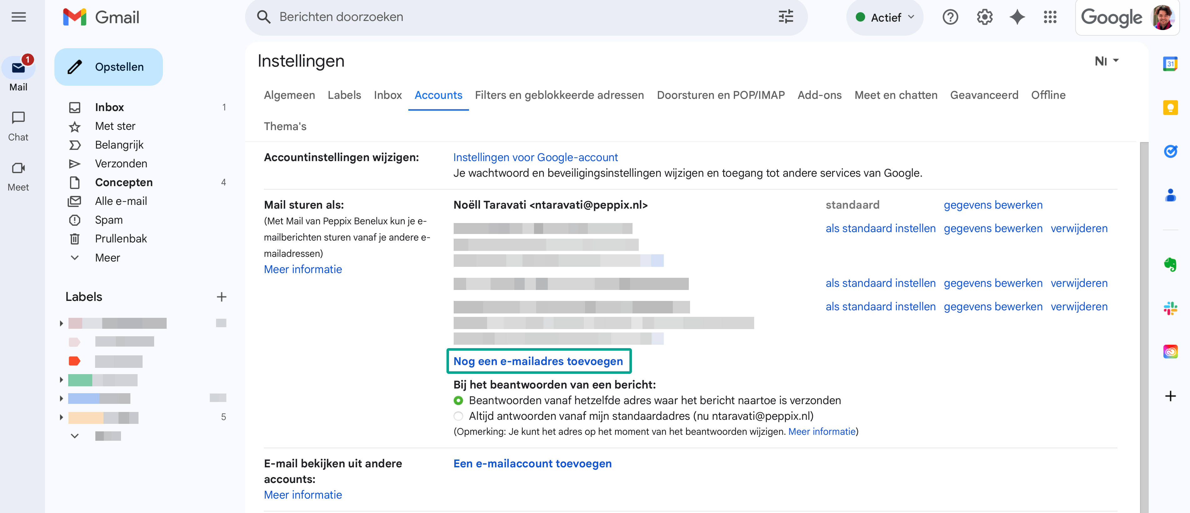 Accountinstellingen Gmail