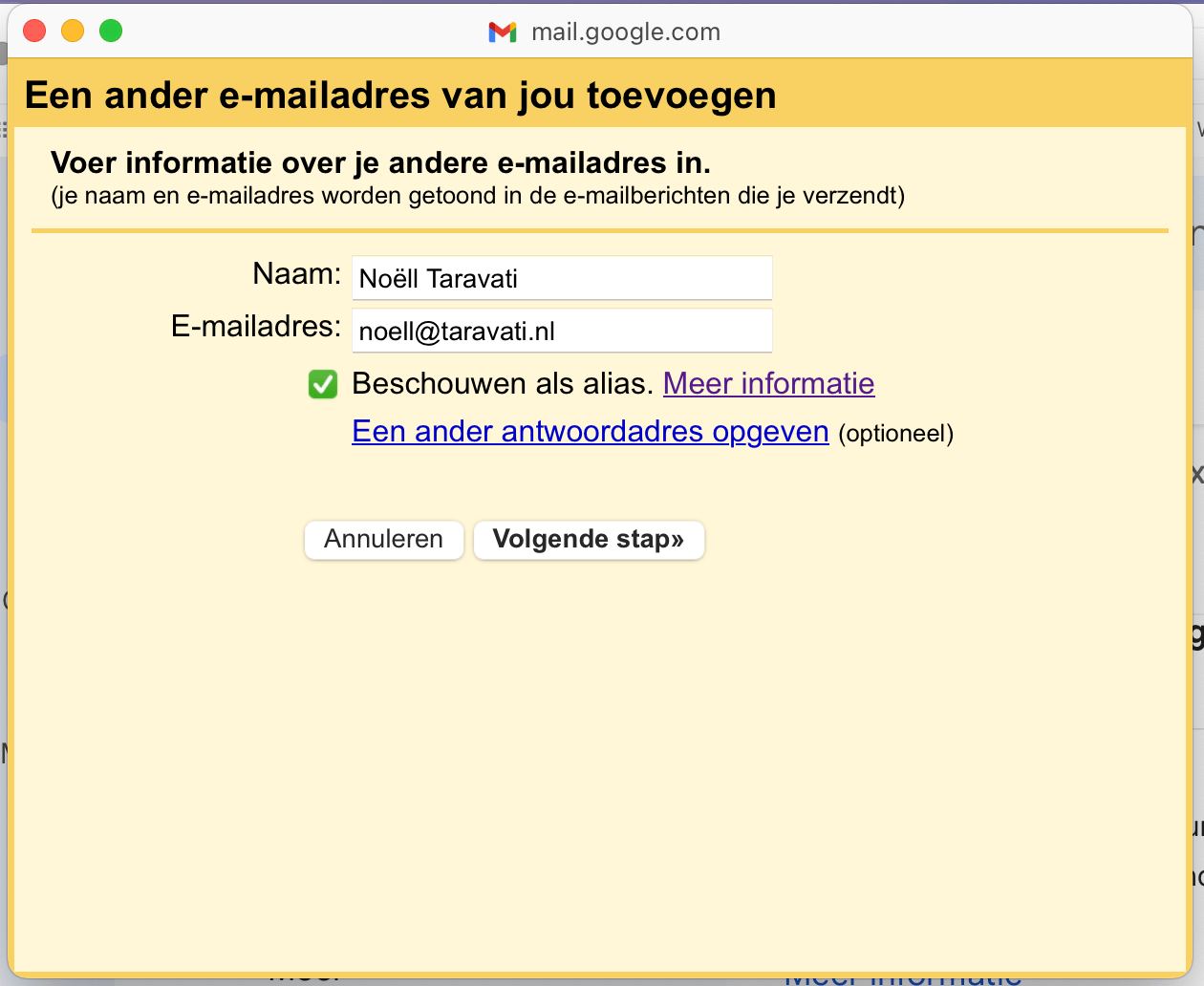 Alias toevoegen