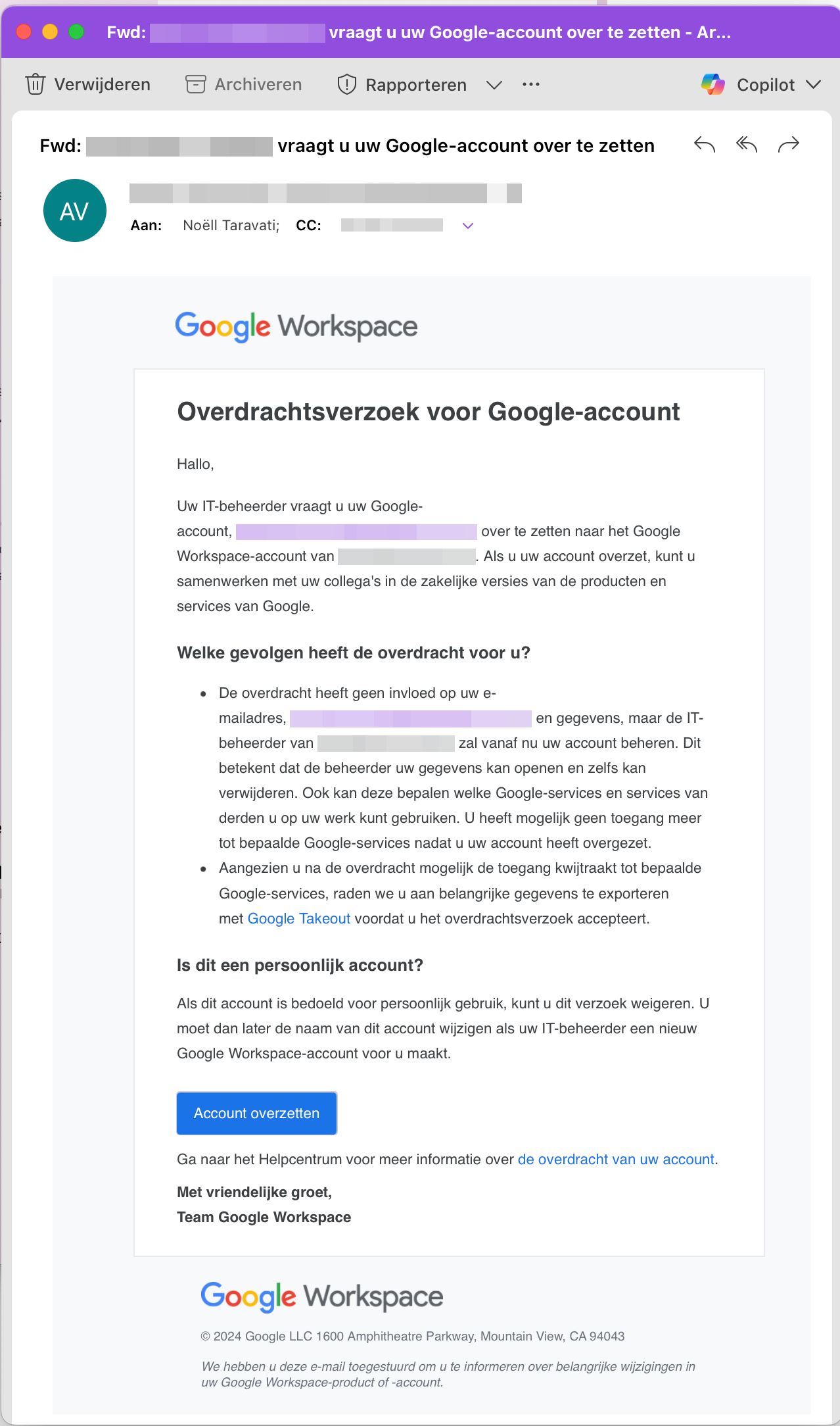 Voorbeeld van de uitnodiging