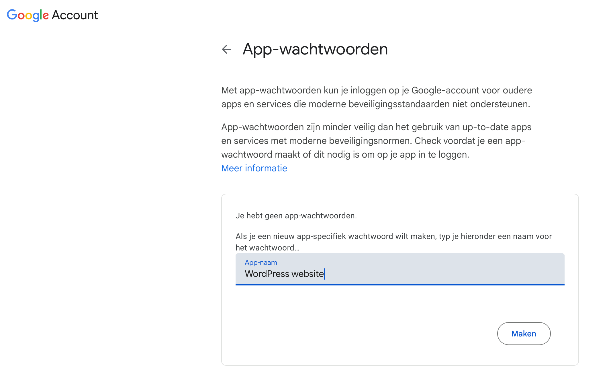 App-wachtwoord maken